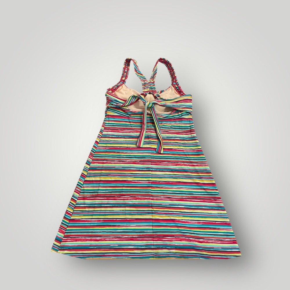 Athleta Salina Swim Dress Women Medium Striped Resortwear Travel Athleisure - Picture 3 of 9